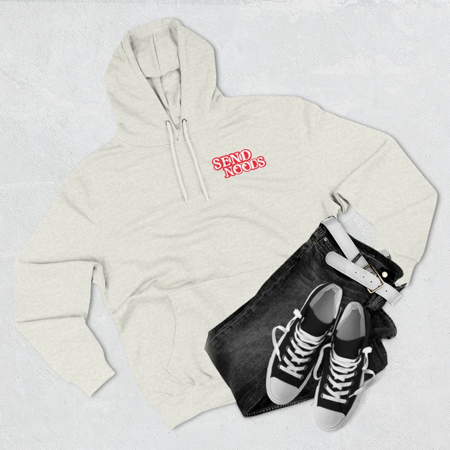SEND NOODS Three-Panel Fleece Hoodie