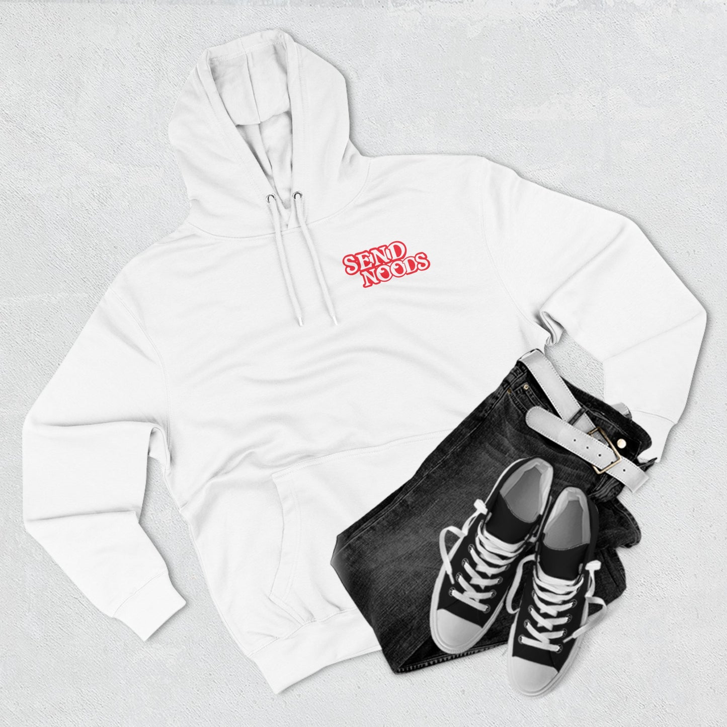 SEND NOODS Three-Panel Fleece Hoodie
