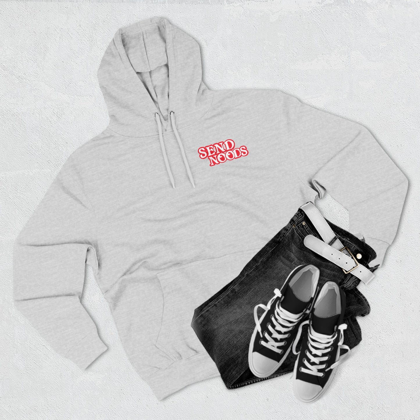 SEND NOODS Three-Panel Fleece Hoodie