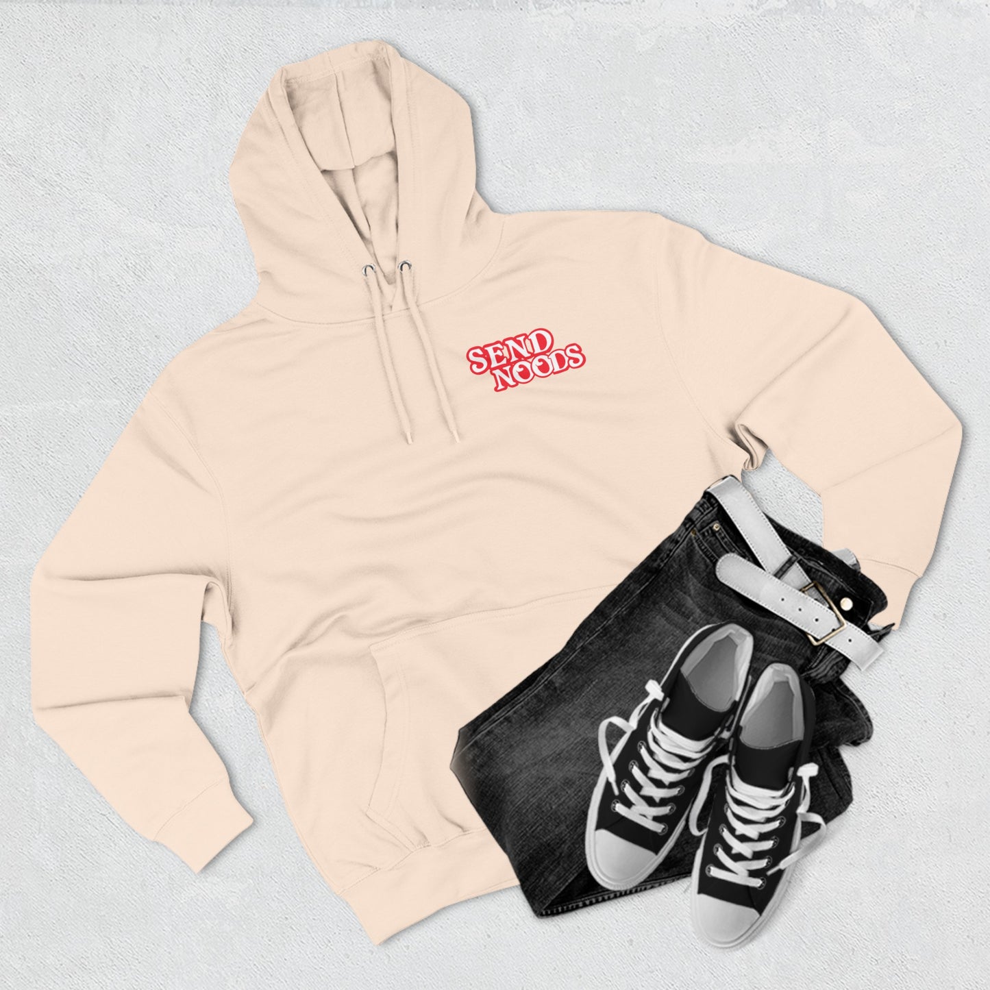 SEND NOODS Three-Panel Fleece Hoodie