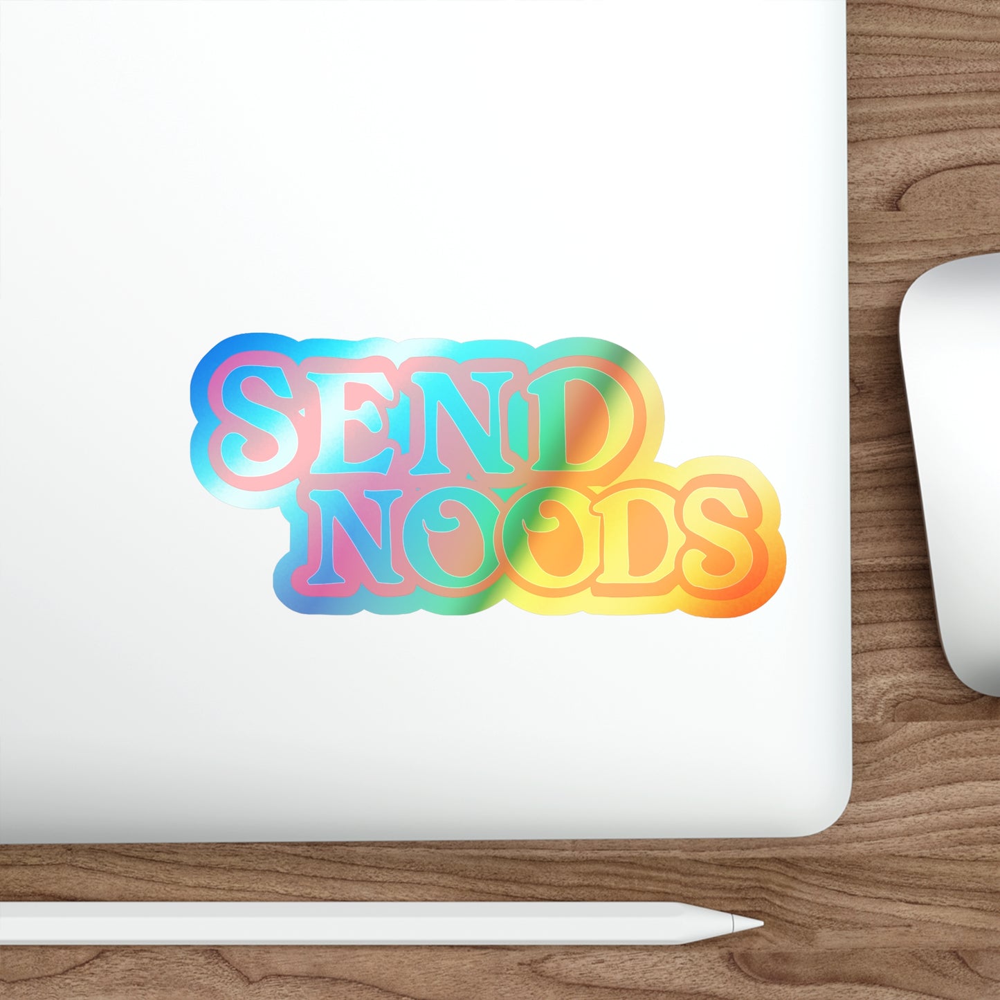 SEND NOODS Logo Only Holographic Die-cut Stickers