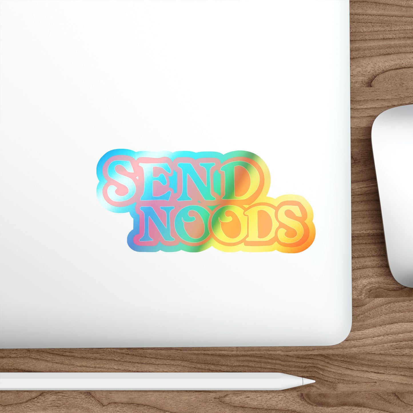 SEND NOODS Logo Only Holographic Die-cut Stickers